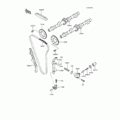 Схема вузла: Розподільний вал & Ланцюг ГРМ & Натягувач для Kawasaki ZX600 GPX600R
