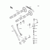 Схема вузла: Розподільний вал & Ланцюг ГРМ & Натягувач для Kawasaki ZR250 Balius