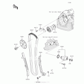 Схема узла: Распредвал & Цепь ГРМ & Натяжитель для Kawasaki KLX140 KLX140L