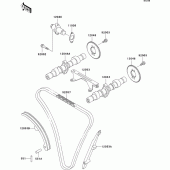 Схема вузла: Розподільний вал & Ланцюг ГРМ & Натягувач для Kawasaki EX500 EX500