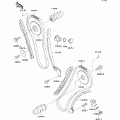 Схема вузла: Розподільний вал & Ланцюг ГРМ & Натягувач для Kawasaki VN800 Vulcan 800 Drifter