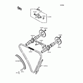 Схема вузла: Розподільний вал & Ланцюг ГРМ & Натягувач для Kawasaki EN400 Vulcan 400