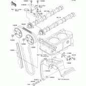 Схема узла: Распредвал & Цепь ГРМ & Натяжитель для Kawasaki ZR1200 ZRX1200
