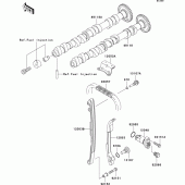 Схема узла: Распредвал & Цепь ГРМ & Натяжитель для Kawasaki ZR750 Z750S