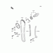 Схема вузла: Розподільний вал & Ланцюг ГРМ & Натягувач для Kawasaki BJ250 Estrella