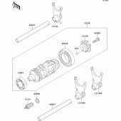 Схема узла: Gear change drum/shift fork(s) для Kawasaki ZX600 Ninja ZX-6R