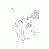 Схема вузла: Розподільний вал & Ланцюг ГРМ & Натягувач для Kawasaki KLX140 KLX140L