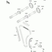 Схема вузла: Розподільник & Ланцюг ГРМ & Натягувач для Kawasaki ZR1100 Zephyr 1100RS