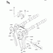 Схема вузла: Розподільник & Ланцюг ГРМ & Натягувач для Kawasaki ZG1000 1000GTR
