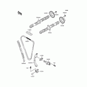 Схема вузла: Розподільник & Ланцюг ГРМ & Натягувач для Kawasaki ZR400 ZRX