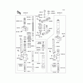 Схема узла: Передняя вилка(1/2) для Kawasaki KX250/ KX252 KX250