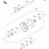 Схема узла: Ступица переднего колеса для Kawasaki KX500