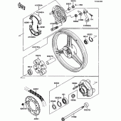 Схема вузла: Ступиця заднього колеса для Kawasaki EX500 GPZ500