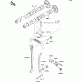 Схема вузла: Розподільний вал & Ланцюг ГРМ & Натягувач для Kawasaki ZR750 Z750