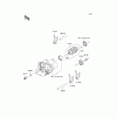 Схема узла: Gear change drum/shift fork(s) для Kawasaki KX250/ KX252 KX250F