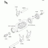 Схема вузла: Gear change drum/shift fork(s) для Kawasaki KX250/ KX252 KX250F