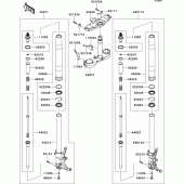 Схема узла: Передняя вилка(-jkbzgt40aaa022218) для Kawasaki ZG1400 1400GTR ABS