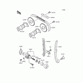 Схема узла: Распредвал & Цепь ГРМ & Натяжитель для Kawasaki KL250 KL250 Super Sherpa