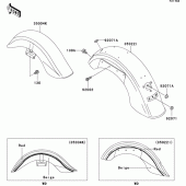 Схема вузла: Fenders (vn1500-l4h) для Kawasaki VN1500 VN1500 Classic Tourer Fi