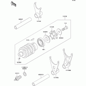 Схема вузла: Gear change drum/shift fork(s) для Kawasaki ZX600 ZZ-R600