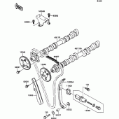 Схема вузла: Розподільний вал & Ланцюг ГРМ & Натягувач для Kawasaki ZX1100 ZZ-R1100