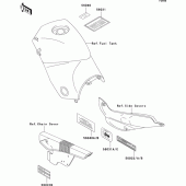 Схема вузла: Інформаційні наклейки для Kawasaki KLE500