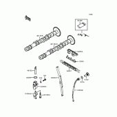 Схема узла: Распредвал & Цепь ГРМ & Натяжитель для Kawasaki ZX400 ZXR400
