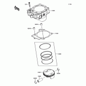 Схема узла: Цилиндр/Поршень для Kawasaki KX450 KX450F