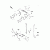 Схема вузла: Розподільний вал & Ланцюг ГРМ & Натягувач для Kawasaki KL250 KL250 Super Sherpa