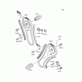 Схема вузла: Розподільний вал & Ланцюг ГРМ & Натягувач для Kawasaki VN400 Vulcan Drifter