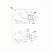 Схема вузла: Інформаційні наклейки (D8f/d9f) для Kawasaki KX100