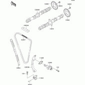 Схема узла: Распредвал & Цепь ГРМ & Натяжитель для Kawasaki ZX600 ZZ-R600