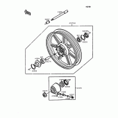 Схема вузла: Ступиця переднього колеса для Kawasaki EN400 Vulcan 400