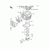 Схема узла: Цилиндр & Поршень для Kawasaki BJ250 Estrella
