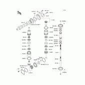 Схема вузла: Розподільний вал та Конічна передача для Kawasaki EJ650 W650