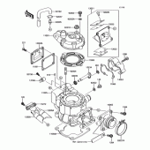 Схема вузла: Головка блоку циліндрів/циліндр для Kawasaki KX85 KX85-II