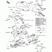 Схема узла: Задние боковые обтекатели & Защита цепи для Kawasaki ZR750 Z750