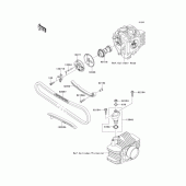 Схема узла: Распредвал & Цепь ГРМ & Натяжитель (s) для Kawasaki KL110 KSR