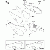 Схема узла: Задние боковые обтекатели & Защита цепи для Kawasaki KL650 KLR650