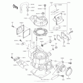 Схема узла: Головка цилиндра/цилиндр для Kawasaki KX100