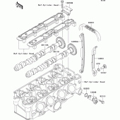 Схема вузла: Розподільний вал & Ланцюг ГРМ & Натягувач для Kawasaki ZX900 Ninja ZX-9R
