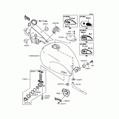 Схема узла: Топливный бак (J7F) для Kawasaki BJ250 Estrella