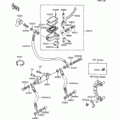Схема узла: Передний тормозной цилиндр для Kawasaki ZX600 GPX600R