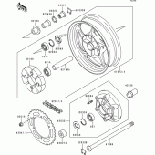 Схема вузла: Ступиця заднього колеса для Kawasaki ZR1100 Zephyr 1100