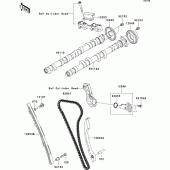 Схема вузла: Розподільний вал & Ланцюг ГРМ & Натягувач для Kawasaki ZX1400 ZZR1400 ABS