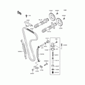 Схема вузла: Розподільний вал & Ланцюг ГРМ & Натягувач для Kawasaki EX250 ZZR250