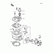 Схема вузла: Cylinder head/cylinder (MX050BE000507) для Kawasaki KMX50 KSR-I