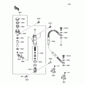 Схема вузла: Задній гальмівний циліндр для Kawasaki KX100