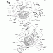 Схема вузла: Головка циліндра для Kawasaki VN800 Vulcan 800 Drifter