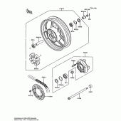 Схема вузла: Заднє колесо & Привідний ланцюг для Kawasaki ZX600 Ninja 600R